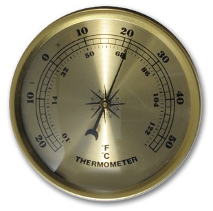 Thermometer 2-3/4 - Gold Dial/Metal Bezel